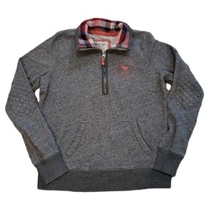 Abercrombie Fitch Junior M Youth 18 Pullover 1/4 Zip Top Heather Grey Plaid